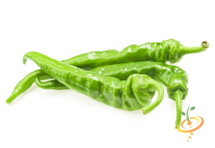 Hot Big Jim pepper seed from SeedsNow, showing vibrant green seeds and peppers with a fiery appearance.